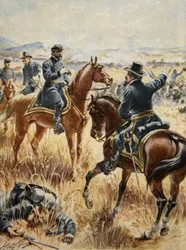 Generalmajor George Meade in der Schlacht von Gettysburg am 2. Juli 1863